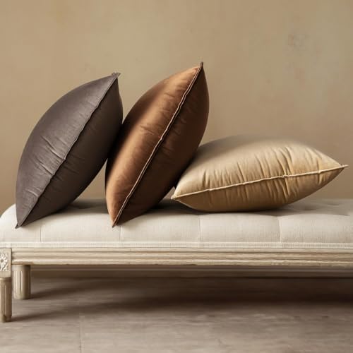 MIULEE Decorative Brown Velvet Euro Sham Throw Pillow Covers 28x28 Inch - Image 5