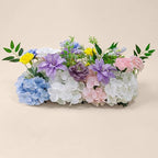 18inch Aisle Flower Garland with Chiffon Sheer Drape, Multi-Color Artificial Flowers Rose with White Butterfly Orchid, Floral Runner for Wedding Arch, Backdrop, Reception Table Decor, Ceremony Pathway by Unknown