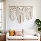 guzhiou large macrame wall hanging - Boho Tapestry Macrame Wall Decor Art- Chic Bohemian Handmade Woven Tapestry Home Decoration for Bedroom Living Room Apartment Wedding Party - 43"x32" (Wood bead) - Image 4