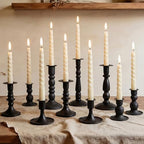 Mumufy 30 Pcs Matte Candlestick Holders, Metal Wedding Taper Candle Holders Vintage Candles Stand Set, Candle Stick Decor for Mantel Table Centerpiece Wedding Dining Table Decor Mantelpiece (Black) by Mumufy