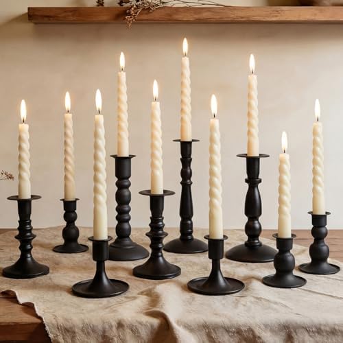 Mumufy 30 Pcs Matte Candlestick Holders, Metal Wedding Taper Candle Holders Vintage Candles Stand Set, Candle Stick Decor for Mantel Table Centerpiece Wedding Dining Table Decor Mantelpiece (Black) by Mumufy