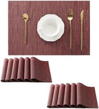 Leetaltree Burgundy Placemats Set of 12 - Heat Resistant Non-Slip Place mats for Dining Table, Washable Durable PVC Vinyl Woven Table Mats（Burgundy, 12） by Leetaltree-ArtatEveryTable
