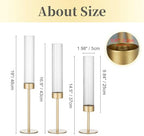 Hewory Gold Hurricane Candle Holders: 12 PCS Brass Tall Candlestick Taper Candle Holders Bulk for Candlesticks Candle Sticks Holder Decor for Table Centerpiece Wedding Party Christmas Decorations - Image 2