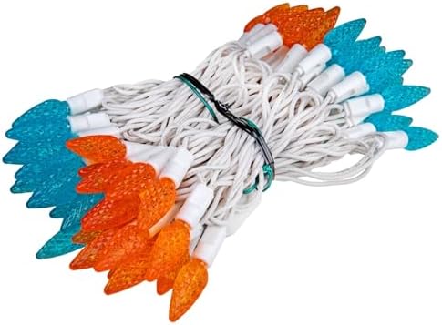 Novelty Lights 24FT 70 LED C6 Mardi Gras String Lights, Teal & Orange - Image 4