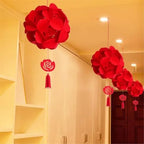 Traditional Red Double Happiness Lantern Wedding Decoration Set for Marriage Room Decor ﻿(4pc,Silver 26cm) - Image 3
