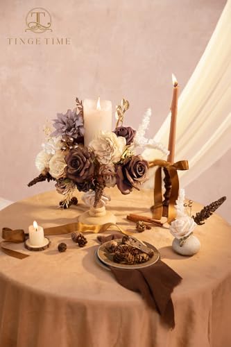 TINGE TIME Artificial Rose Flowers Combo, Mocha Brown Nude Wedding Flowers - Image 4