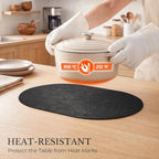 MOSAYT Vinyl Faux Leather Oval Placemats, Set of 6, Black - Image 4