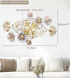 33" Modern Farmhouse Large Decorative Wall Clock, Ginkgo Metal Art - Image 2