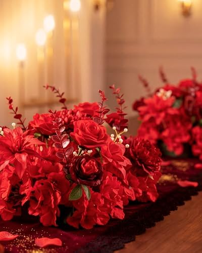 18inch Aisle Flower Garland Centerpieces, Red Rose and Peony - Image 4