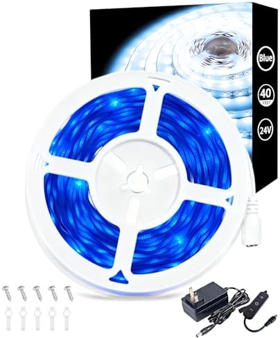 40 FT Blue Led Lights Strip Indoor Rope Lights Easy DIY Cuttable Strip Lights for Fish Tank Bar Room Bathroom Living Room Kitchen Ceiling Wall Vanity Mirror Decor by Aalnfe