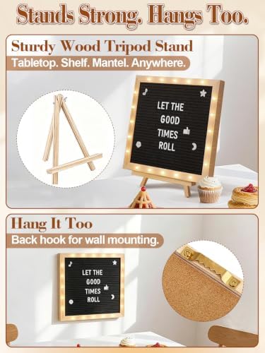 10"×10" Felt Letter Board with LED Lights & Stand, First Day of School Sign - Image 3