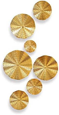 Gold Wall Decor for Living Room, 7PCS Metal Wall Art Plate Statement by TEIPAI