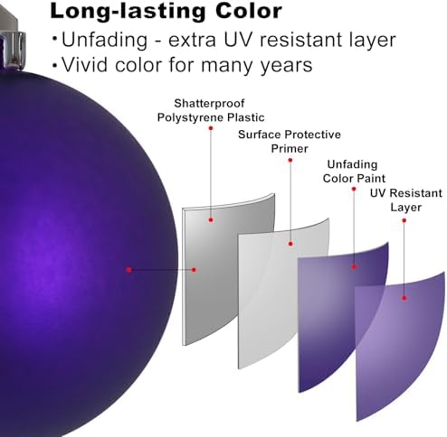 Purple & Silver 2.5" Christmas Balls Christmas Tree Decoration Ornaments Shatterproof Hanging Balls for Birthday Halloween Holiday Wedding Decorations Set of 18pcs - Image 4