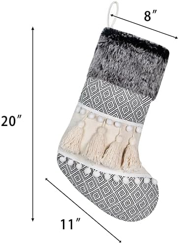 BHD BEAUTY 2025 New Farmhouse Bohemian Style Christmas Stocking Set of 6 Tassel Xmas Stocking Boho Macrame Decorations Mantel Hanging Ornament for Xmas Holiday Party - Image 4