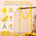 Suncalla 12 Pcs 4 Ft Marigold Garland Gold Bell,Yellow - Image 3