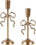 NIKKY HOME Gold Bow Iron Taper Candle Holders Set of 2, Vintage Candlestick by NIKKYHOME