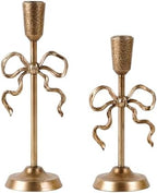 NIKKY HOME Gold Bow Iron Taper Candle Holders Set of 2, Vintage Candlestick by NIKKYHOME