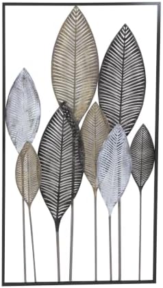 Deco 79 Metal Leaf Home Wall Decor Wall Sculpture with Black Frame, Wall Art 20" x 1" x 37", Bronze by Unknown