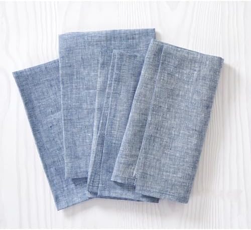 Solino Home 100% Pure Linen Napkins Indigo, Athena 20 x 20 in, Set of 4 by SolinoHome
