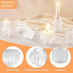 30 Pcs Glass Candlestick Holders Tealight Candle Holders, Double Side Taper Candle Holders for Dining Table Decor Birthday Centerpiece Wedding, Clear - Image 5