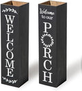 Glitzhome 2Pcs Wooden Welcome Porch Sign, Rustic Double Sided Box-shaped "WELCOME, PORCH" Porch Sign for Front Porch Decor, Black, 30"H by Glitzhome