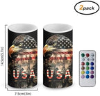 Flameless Candles LED American Flag Decorative Candles Eagle Flag Battery Operated Ornage Flickering Candles with 18-Key Remote Timer Pillar for Home Living Room Party Table Decorations - Image 3
