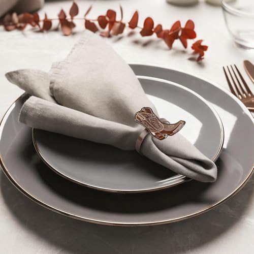 24PCS Western Party Decorations Cowboy Boot Napkin Rings Rustic Farmhouse Western Napkin Holder Metal Tissue Rings Buckles Cowboy Birthday Party Supplies - Image 6