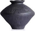 Wabi Sabi Rusty Vintage Vase, 11.4" Tall Wabi Sabi Decor Rustic Farmhouse Pottery Vase for Centerpiece, Textured Pottery Flower Vases for Home Decorative, Table, Living Room (Black, Large) by QIANLING