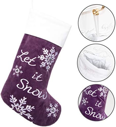 GEX Christmas Stockings 5 Pack for Family 22" Large Embroidered Classic Luxury Velvet Red Green Purple Blue Brown Decorations for Fireplace Xmas Season (Set of 5) - Image 6