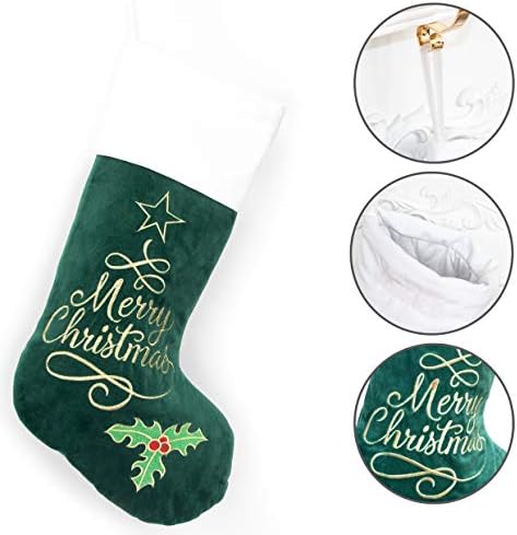 GEX Christmas Stockings 5 Pack for Family 22" Large Embroidered Classic Luxury Velvet Red Green Purple Blue Brown Decorations for Fireplace Xmas Season (Set of 5) - Image 5