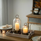 Sziqiqi Hurricane Candle Holder Lanterns: Pillar Candle Holders Set of 2 - Image 2