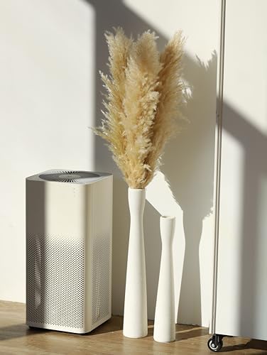 AETVRNI 16'' Tall White Ceramic Vase, Flower Vase, Pampas Grass Floor Vases - Image 4