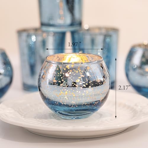 LETINE 36pcs Blue Votive Candle Holders - Elegant Mercury Glass Tea Light Candle Holder Set for Weddings, Holiday Season Decorations,Christmas Table Centerpieces - Image 2