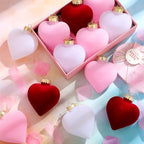 Moucuny 24 Pcs 3.15 Inch Valentines Day Ornaments for Tree Large Hanging Heart Ornaments Heart Shaped Tree Baubles Velvet Ball for Party Wedding Anniversary Mothers Valentine Decor, Pink, Red, White - Image 3