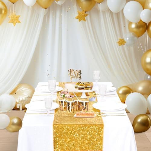 B-COOL Gold Sequin Table Runner Party Runner 12x72 Inch 8 Pack - Image 4