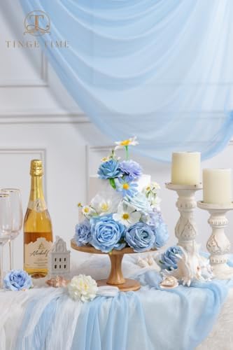 TINGE TIME Artificial Wedding Flower Combo, Blue Rose Peony Flowers - Image 3