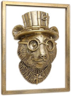 Newinhome Animal Heads Wall Decor (Includes Metal Frame) Resin Animals Sculptures Head Wall Hanging Decoration Gold vintage Wall Sculpture for Living Room Bedroom Office(Panda) - Image 6