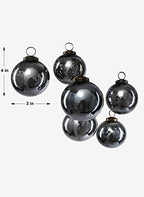 Serene Spaces Living Set of 6 Decorative Antique Platinum Mercury Glass Ball Ornament for Window Box, Ornaments for Holiday Décor, Measure 4" Tall and 3" Diameter - Image 3