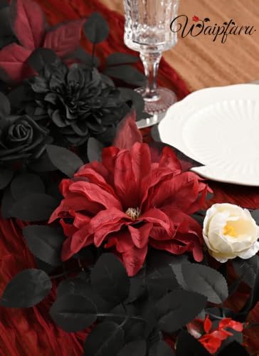 Waipfaru 2Pcs Halloween Garland, Artificial Rose Flower Garland for Mantle - Image 5