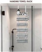 Aetyord Hanging Towel Racks for Bathroom No Drill - Over The Door 6-Tier Bath Towel Storage Organizer for Small Bathrooms - Back Door Large Tiered Towel Holder Hanger for Rolled Towels RV Camper White - Image 6