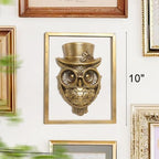 Newinhome Animal Heads Wall Decor (Includes Metal Frame) Halloween Resin Animals Sculptures Head Wall Hanging Decoration Gold vintage Wall Sculpture for Living Room Bedroom Office(Owl) - Image 3