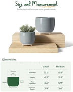 LE TAUCI Ceramic Plant Pots, 5.1 + 6.4 Inch, Set of 2, Reactive Glaze Gray - Image 5