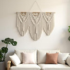 large macrame wall hanging - Boho Tapestry Macrame Wall Decor Art- Chic Bohemian Handmade Woven Tapestry Home Decoration for Bedroom Living Room Apartment Wedding Party - 43"x32" (Wood bead-A) - Image 5