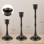 Vintage Metal Candlestick Holders, Set of 3 Bronze Candle Holders for Candlesticks Antique Taper Candle Stand Candle Sticks Holder for Housewarming Wedding Mantelpiece Table Centerpiece Decor - Image 4