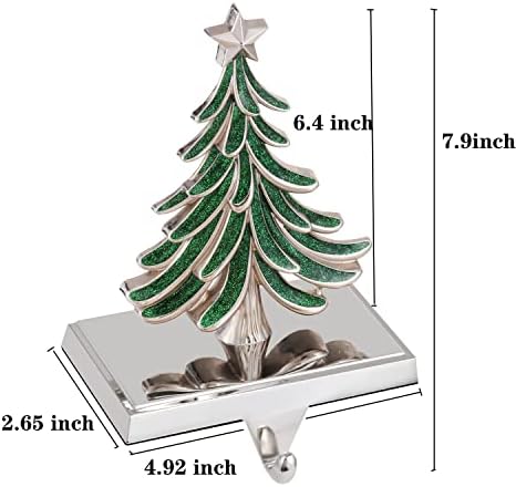 Christmas Tree Stocking Holders for Mantle,Christmas Stocking Holders for Fireplace Weighted Hooks Hanger Farmhouse Christmas Tree Stockings Hanger for Christmas Decoration (Tree 2 Pack) - Image 3