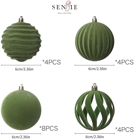 20Pcs Velvet Ornaments for Christmas Tree,2.36In Christmas Ornaments Set - Image 4