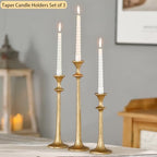 Gold Taper Candle Holders Set of 3, Heavy Candlestick Holders Decorative Candle Stand for Table Centerpiece, Cast Iron Candle Stick Holder Decor - Image 5