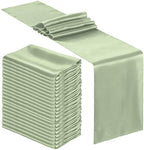 Bencailor 24 Pcs Green Satin Table Runners Bulk, 12 x 108 Inch by Bencailor