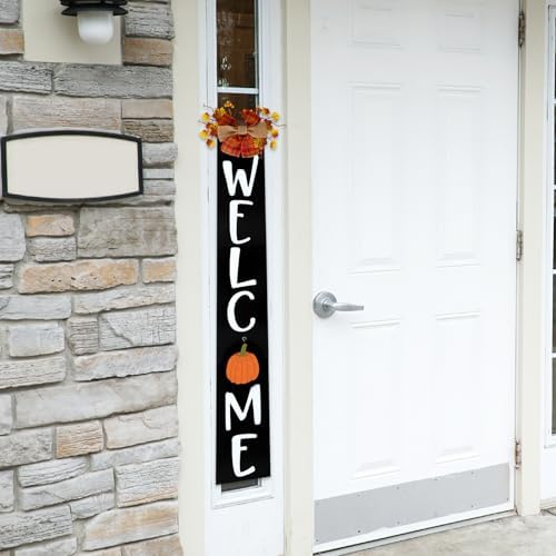 Whaline Seasonal Interchangeable Welcome Sign for Front Porch Standing 47 x 7.9 Inch Wood Door Signs with 14 Signs & 4 Pcs Wreaths for Seasonal Farmhouse Home Party - Image 5