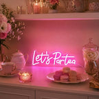 Lets Partea Neon Signs for Wall Decor Light Up Sign Lets Partea Neon Light Sign for Tea Party Decorations Dimmable Tea Led Signs for Bedroom Wall Tea Room Princess Tea Party Decorations Gift - Image 3